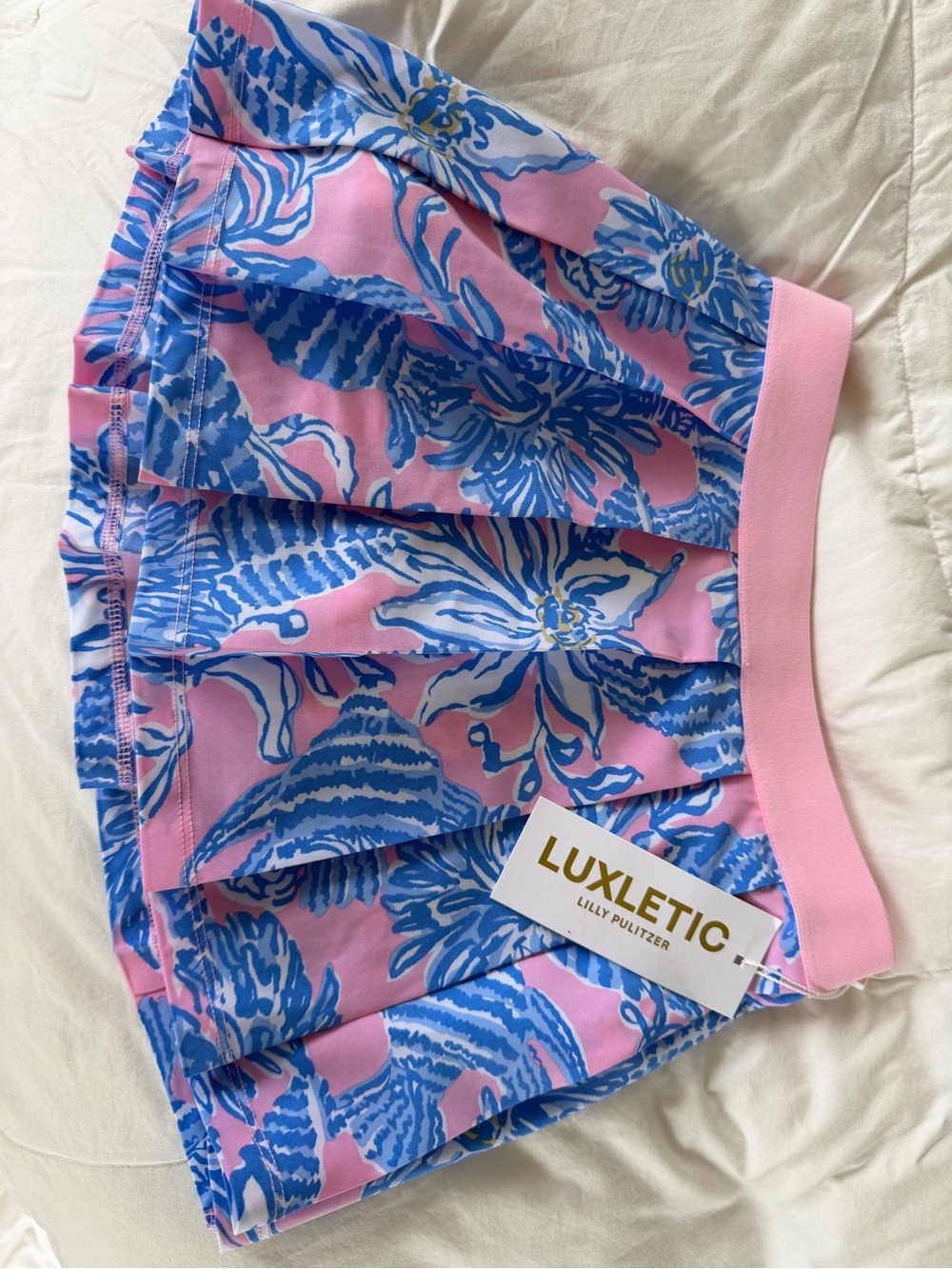 Lilly Pulitzer Pink and Blue Floral Pleated Athletic Skort